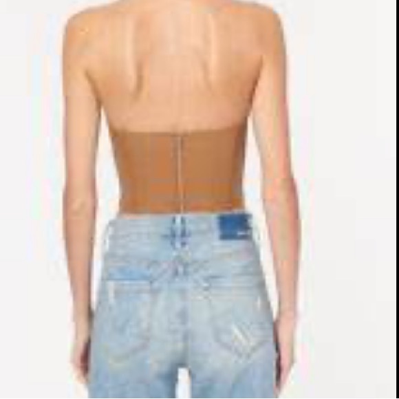 NWT Elloise Vegan Leather Bustier Cami Caramel - Picture 2 of 3